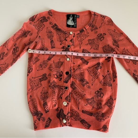 Twelve by Twelve Coral Pink and Black Fashionista Women Print Cardigan Medium - Picture 2 of 12